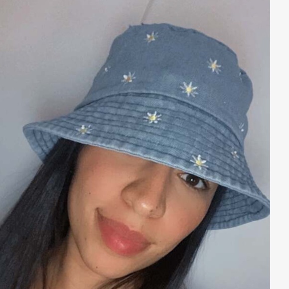Boho Daisy Embroidered Denim Jean Bucket Hat - Picture 5 of 5